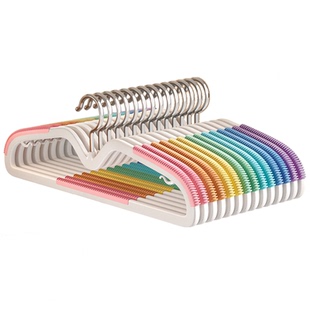 佳帮手短颈衣架省空间彩虹防滑无痕缩脖子衣撑家用挂衣矮脖晾衣架