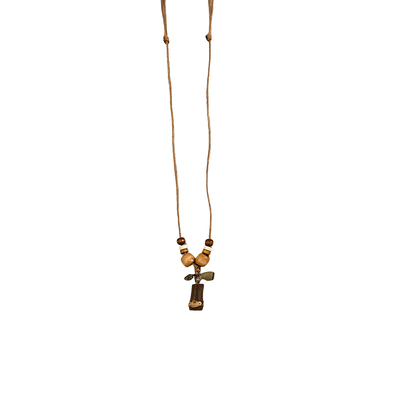 新中式禅意木质橡果吊坠长款项链