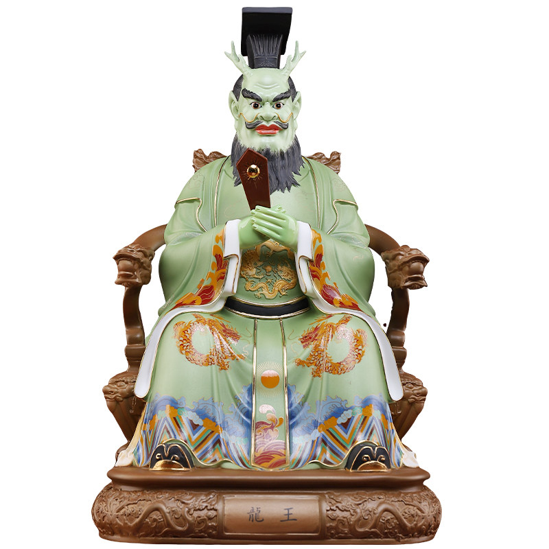 高端彩绘龙王像陶瓷四海龙王神像