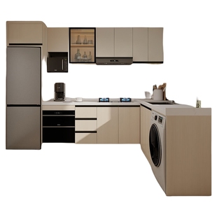 香港全公屋装修U型整体橱柜定制厨房石英石台面定做家私订造设计