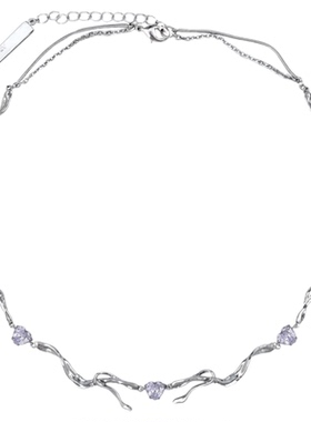 高级金属爱心宝石项链锁骨链