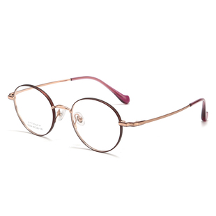 紫色眼镜框镜架女超轻纯钛高度近视小框方圆脸素颜眼镜女可配度数