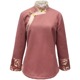 冬季藏式外套女西藏族服装藏袍绣花长绒保暖藏装上衣拉萨服民族风