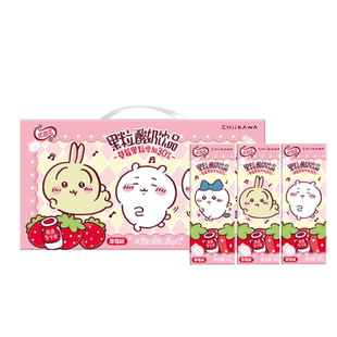 伊利【优酸乳chiikawa联名】吉伊卡哇草莓果粒酸奶饮品245g*12盒