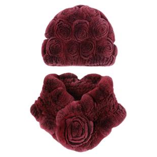 中老年皮草帽子女冬季保暖护耳獭兔毛围巾套装加厚奶奶休闲妈妈帽