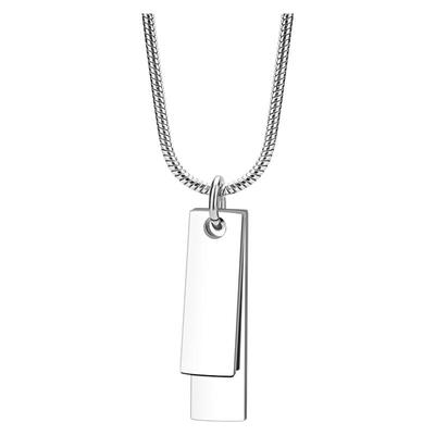 光面双牌简约百搭项链男