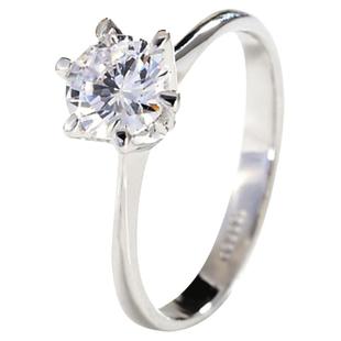 假钻戒女仿真钻石925纯银1一克拉装饰不掉色银求婚结婚假锆石戒指