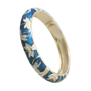 珐琅彩蓝蜻蜓雕花红枫叶景泰蓝手镯女闺蜜环国潮送母亲情人秀禾礼