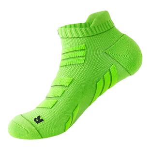 马拉松跑步袜子男款夏季短袜专业运动毛巾底训练篮球袜羽毛球绿色