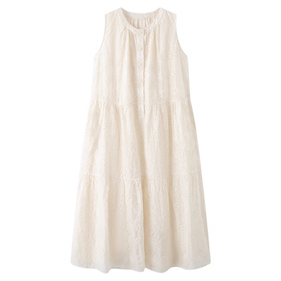 画风重工背心白色连衣裙女