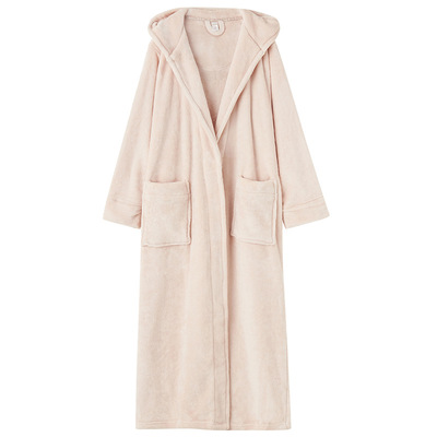 拖地到脚踝水貂绒加特黄色睡袍