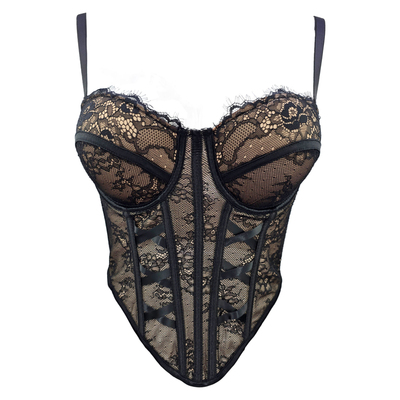 写真拍照纯欲蕾丝鱼骨吊带背心女白色束腰抹胸内搭上衣抹胸打底女