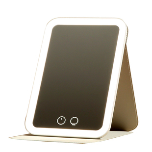 easehold小型镜子化妆镜随身镜便携补妆折叠led灯桌面可立手持镜