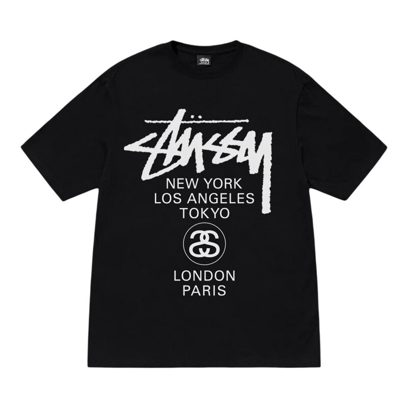StussyWorldTour印花短袖T恤男