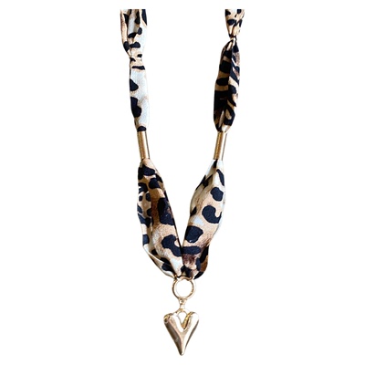 美拉德豹纹爱心项链女2025