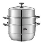 爱仕达蒸锅家用304不锈钢多三层加厚大容量蒸笼电磁炉燃气灶专用