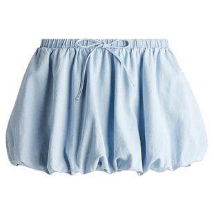 HM女装半身裙夏季花苞裙气质泡泡下摆牛仔半裙1269316