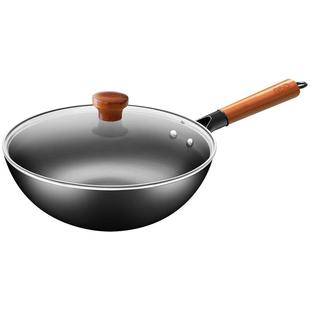 爱仕达精铁锅炒菜锅家用无涂层老式不生锈电磁炉大炒锅燃气灶专用