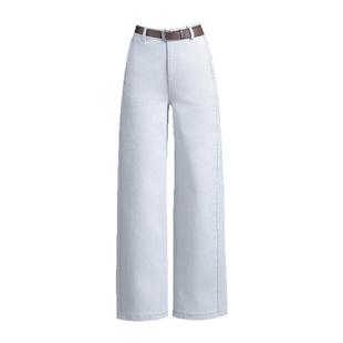 灰白色牛仔裤女2026新款今年流行爆款显瘦高腰阔腿裤女宽松直筒裤