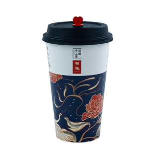 加厚国潮仙鹤纸杯网红复古中国风奶茶杯商用古典戏曲咖啡豆浆粥杯