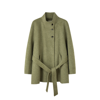 solighter羊毛短款双面呢大衣