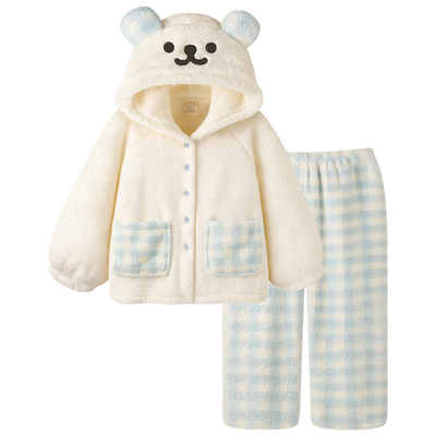 冬季珊瑚绒睡衣女款加厚家居服