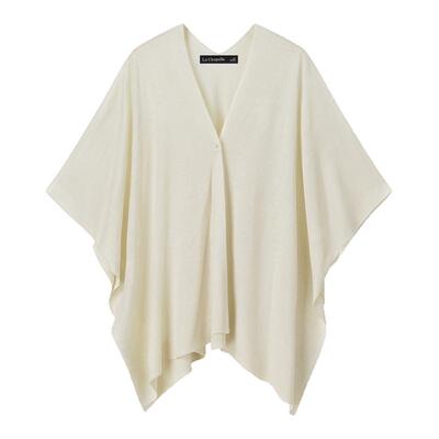 拉夏贝尔/La Chapelle高级感纯色百搭针织开衫女秋季薄款斗篷披肩