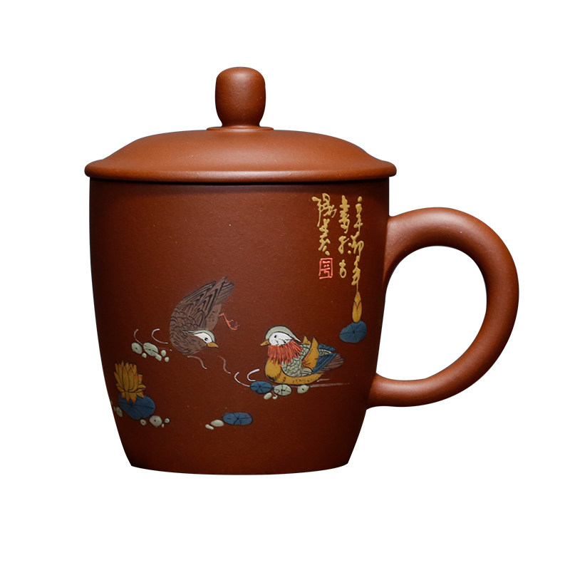 高档彩绘杯宜兴紫砂杯原矿底槽