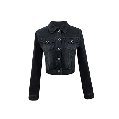 2026早春黑色短款牛仔外套