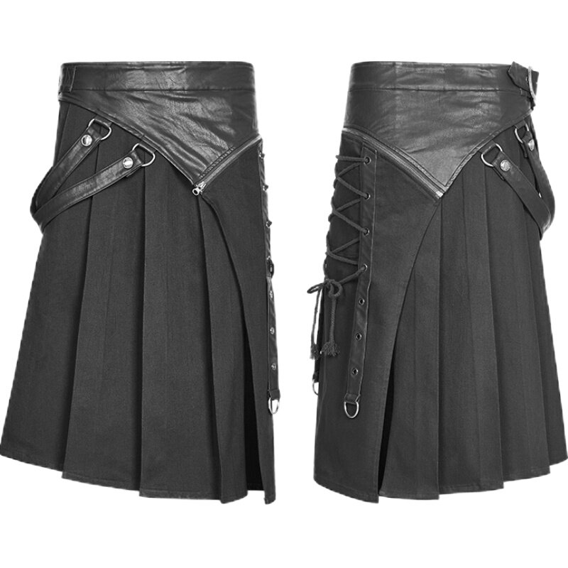 ╋魔叹╋PUNK RAVE哥特GOTHIC重金属ROCK蒸汽朋克暗黑男用裙WQ372