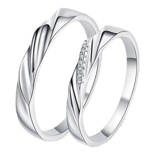 Princess原创恋爱频率情侣对戒指925纯银闭口情侣戒指礼物定制女