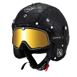 复古巡航头盔太子巡航机车半盔男女皮盔电动摩托车安全帽四季通用