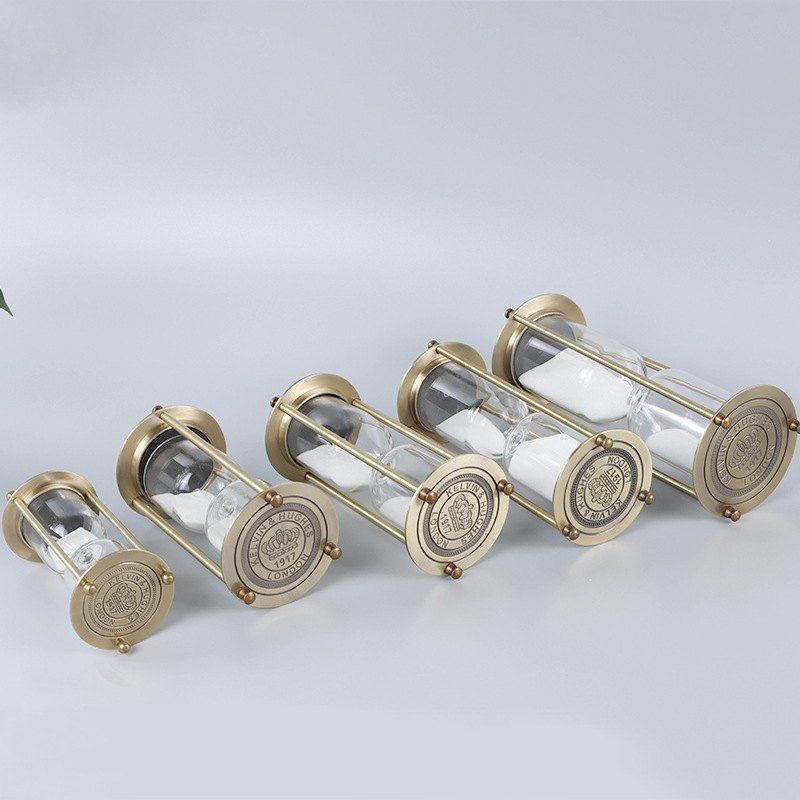 金属三柱玻璃沙漏计时器创意沙漏客厅复古家居装饰摆件沙漏计时