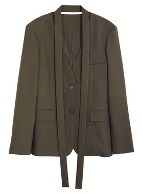 BasicHouse春季新品无领廓形西装