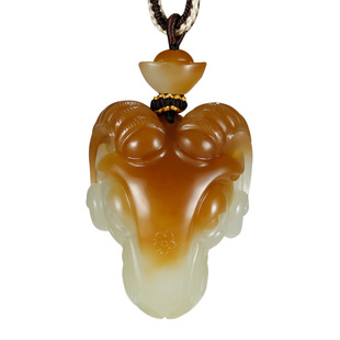 玉说和田玉羊头吊坠男款玉坠糖青白玉领头羊玉佩生肖羊玉石挂件