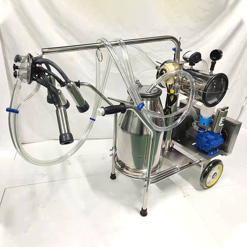 不锈钢真空泵挤奶机 单双桶奶牛移动乳用机械设备 真空泵挤奶机