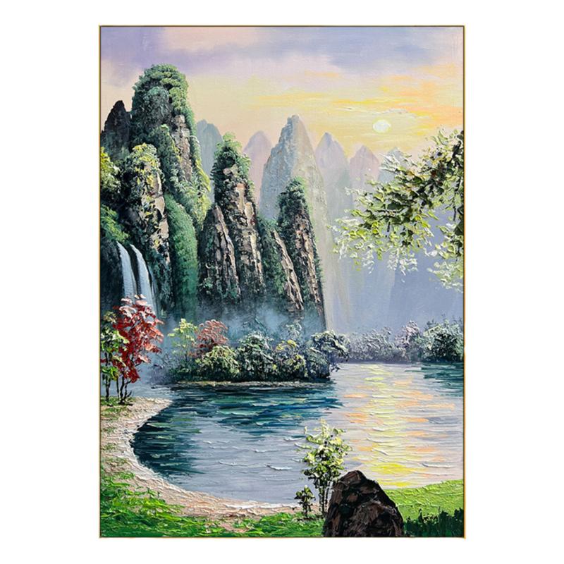 余元手绘油画装饰画桂林山水轻奢