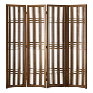 定制新中式实木屏风隔断折叠移动客厅遮挡茶楼做旧折屏复古格栅墙
