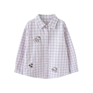 女童衬衫超好看韩系2026新款儿童洋气长袖春装中大童纯棉格子衬衣