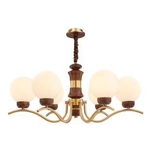 中古风客厅吊灯2026新款黑胡桃实木法式复古大厅主灯高级感灯具