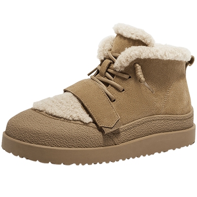 森达雪地靴女鞋年冬款厚底保暖绒毛棉鞋休闲短靴ZTE18DD4