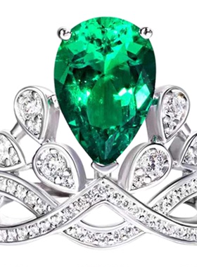 实验室培育祖母绿宝石戒指
