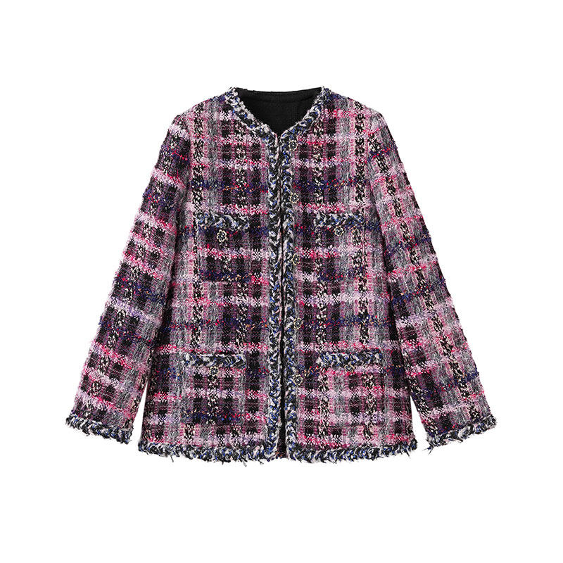 轻奢优雅编织粗花呢羊毛西服外套