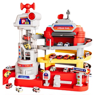 轨道车停车场大楼玩具小汽车工程消防3到6岁儿童益智男孩2026新款
