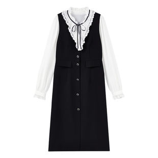 秋水伊人赫本风时尚复古背心裙两件套2026年春季新款收腰优雅套装