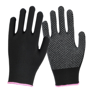 防滑手套尼龙薄款透气防滑点胶小码工作干活劳保耐磨女士打包快递