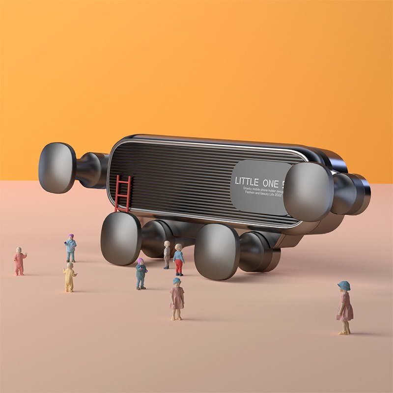 卡通车载支架汽车出风口重力手机手机支架专车批发吸盘导航支架