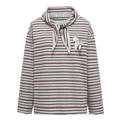 Alexia Sandra 26春夏女士小马装饰丝巾领条纹长袖T恤银泰 301261