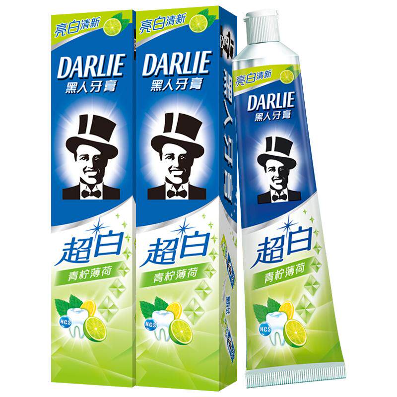 正品黑人超白青柠薄荷香味牙膏