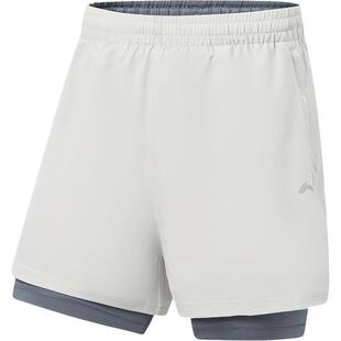 李宁运动短裤男款夏新款黑色春季速干二合一内衬防走光健身运动裤